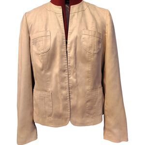 Talbot's Vintage Faux Beige Suede Jacket Long Sleeve Open Front Size 4 Women's..
